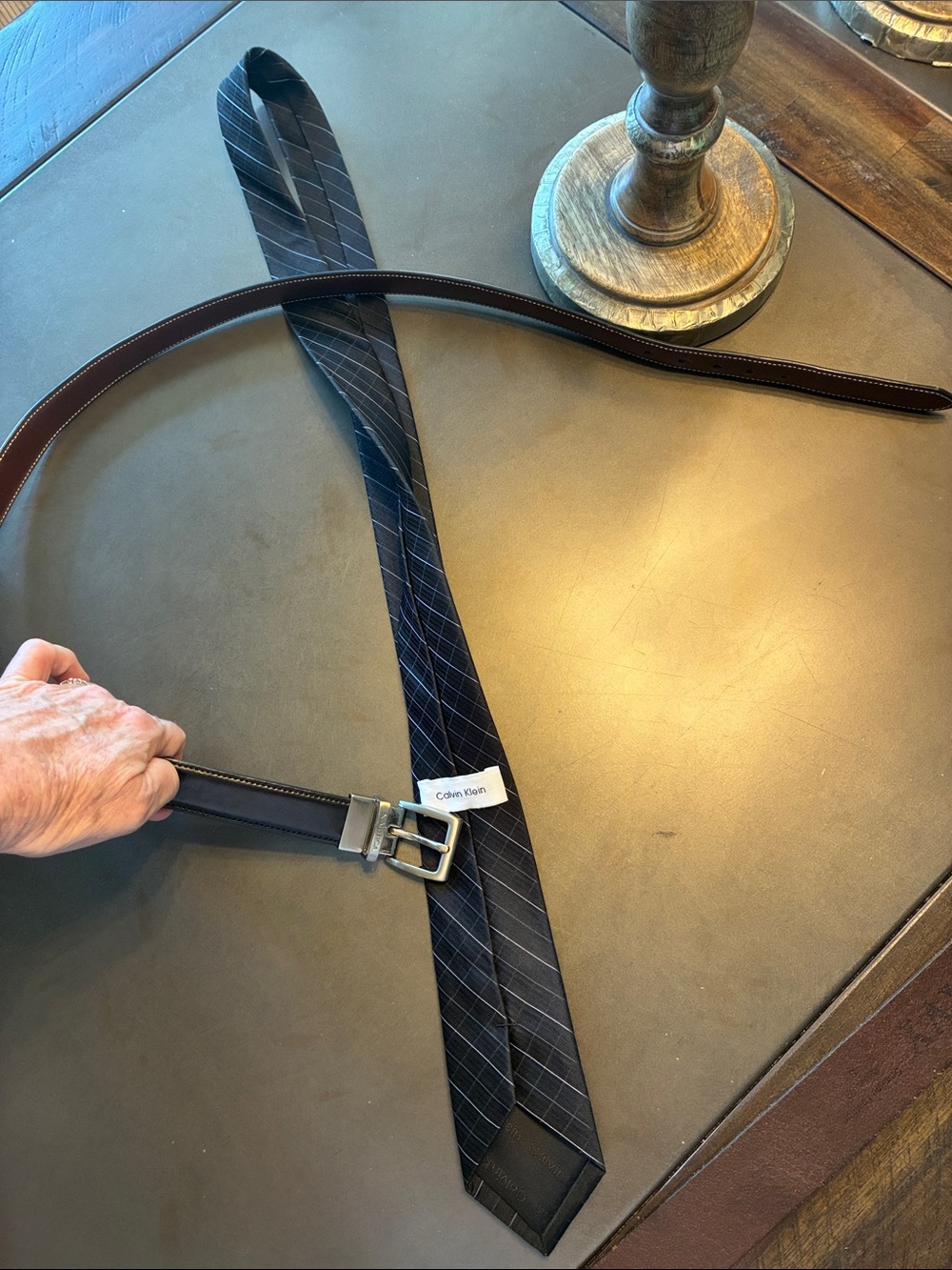 Calvin Klein tie and Nautica Belt black/brown